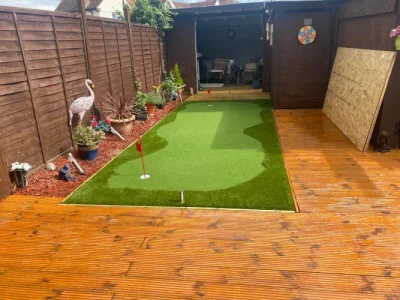 artificial turf installed around the storage area_