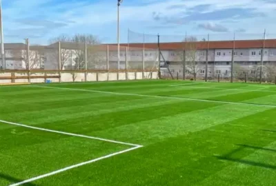 clean artificial turf installed in ground