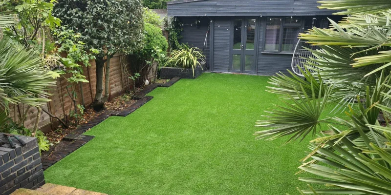 grass installation at house backyard_