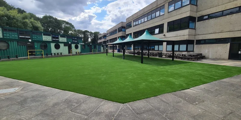 grass installation at school plaground