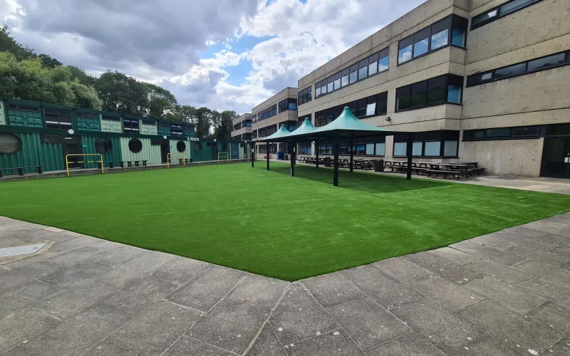 grass installation at school plaground