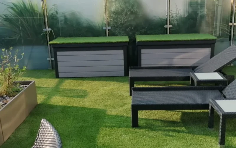 prime grass installed in sitting area